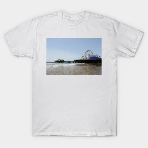 Sketched Santa Monica Pier Color Drawing T-Shirt by Christine aka stine1